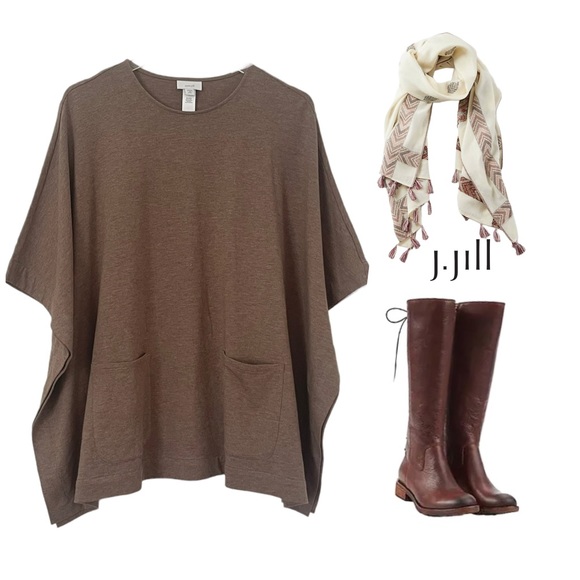 J Jill Driftwood Lounge Pullover Poncho Wrap Top SZ XS